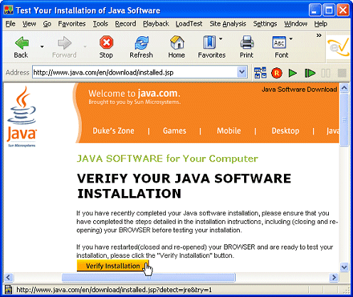 Sun's Page That Requests Verification of  Which JRE You Have